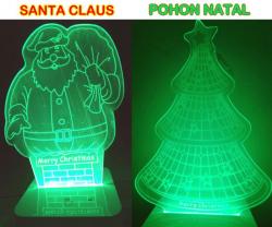 Lampu tidur Akrilik hias Santa Claus / Pohon Natal
