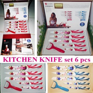 Pisau Kitchen Set 6 Knife Anti Karat Bakteri Alat Dapur - 580