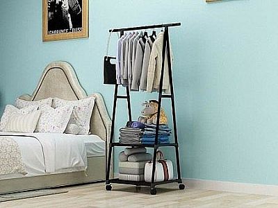 Triangle Stand Hanger Rak Serbaguna Multifungsi Pakaian Buku Tas Standing – 951
