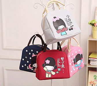 Tas Bekal Japanese Girl Motif Jepang Lunch Bag Cooler Iconic Insulated Bag Japan Tas Simpan Hawa Din