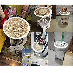 Coffee Table Vintage Meja Kopi Bulat Minimalis Rak Serbaguna Tempat Majalah Sudut Ngopi Tea Table