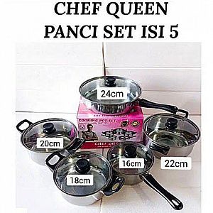 Panci Set 5 in 1 Chef Queen Cooking Pot Set 5in1 Korean Master Rebus Dim Sum – A467