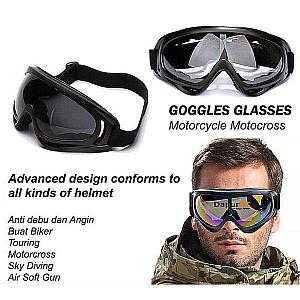 Kacamata Sepeda Motor Lensa Wide Lebar Kaca Mata Goggles Ski Tactical Google Glass – A480