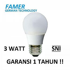 Lampu LED 3 Watt SNI Bohlam 3 W merk FAMER Cahaya PUTIH Garansi – A538