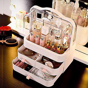 Rak Kosmetik Organizer JINJING Portable Box Kotak Laci Tempat Rias Makeup Tempat Simpan Wadah – A546
