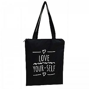 Tote Bag Love Yourself Quotes Tas Tenteng Shoulder Bag Hitam Motivasi – TB03