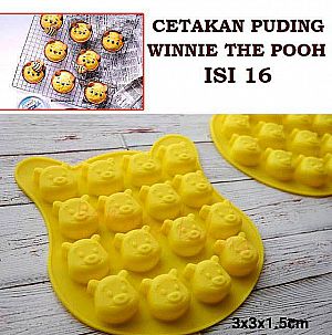 Cetakan Puding Winnie The Pooh isi 16 Cetak Coklat Jelly Es Batu Kepala – A590