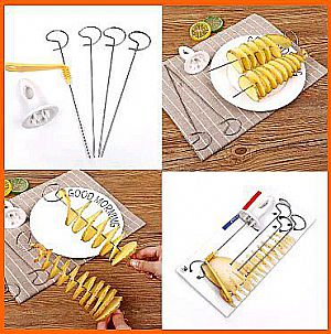 Alat Pemotong Kentang Spiral Set Stainless Potato Slicer Twister Variasi – A634