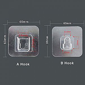 Gantungan Tempel Socket Hook 1 Pasang Transparan Double Tape Dinding – A770