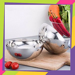 Mangkok Makan Anti Panas 2 Lapis Stainless Stell 12 Cm Double Wall – A839