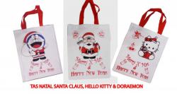 Tas Souvenir Natal motif Santa , Hello Kitty , Doraemon