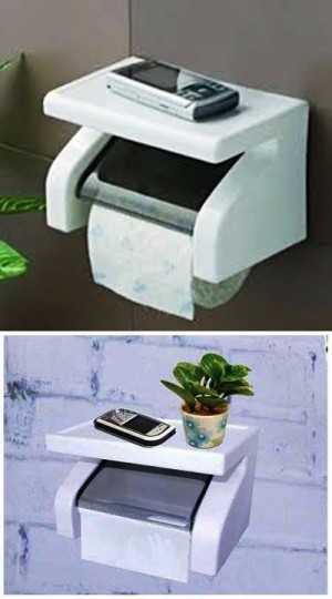 Dispenser Tissue Roll 2 in 1 Minimalis + Tempat Wadah Cas HP Smartphone | Toilet Roll Dispenser -655