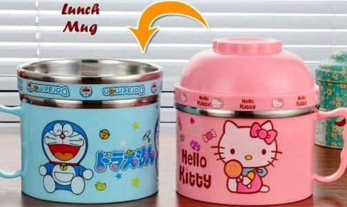 Lunch Mug Hello Kitty Lunch Mug Doraemon Tempat Bekal Makanan Wadah Makan Motif Karakter Bear Daruma