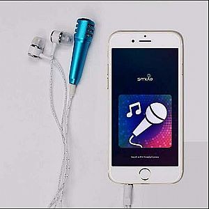 Mic Smule Karaoke Headset Speaker Handsfree Microphone Mini Nyanyi Lagu Handphone Android Smart -825