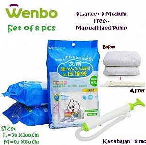 Wenbo Vacuum Bag Set 8 Vacum Bag Vakum Plastik Kantong Penyimpan Pakaian Storage – 786