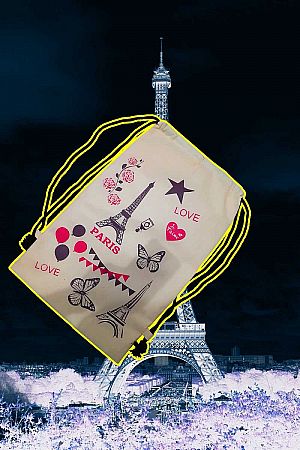 Tas Serut Paris Ransel Eiffel Love Retro Klasik Backpack Menara Perancis – 697