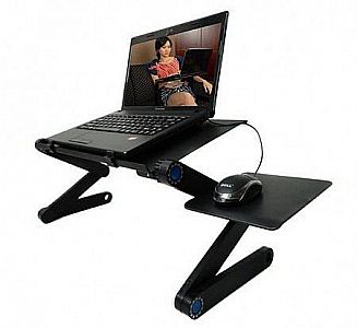 Meja Laptop Portable Alumunium Fleksibel Kipas USB Lipat Tempat Komputer Dingin – 017