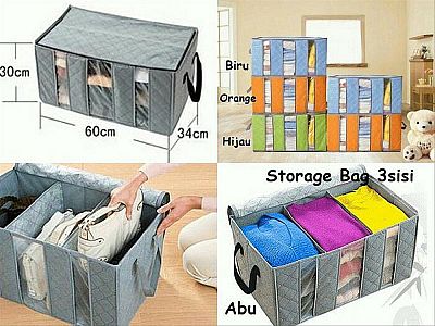 Storage Baju 65 Organizer 3 Sekat Bambo Charcoal Clothing Boxes Tempat Wadah Pakaian - 957