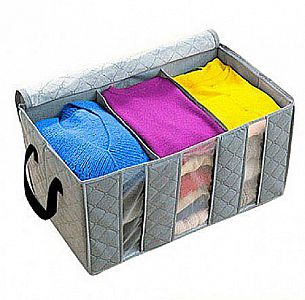 Storage Baju 65 Organizer 3 Sekat Bambo Charcoal Clothing Boxes Tempat Wadah Pakaian - 957