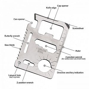 Pisau Kartu Stainless 11 in 1 Multifungsi Survival Kit Tool Card Alat Outdoor – A49
