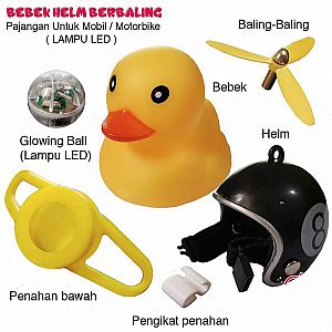 Bebek Helm Berbaling Pajangan Lucu Mobil & Motor Lampu LED Baling Dashboard – A49