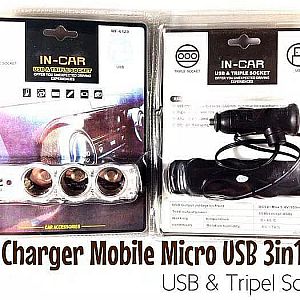 Triple Socket TR33 Cigarette Lighter USB Car Charger 3 in 1 Saver Mobil – A146