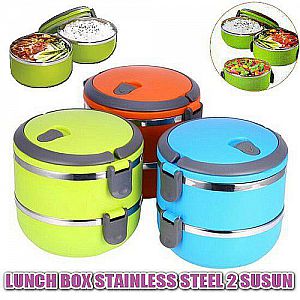 Lunch Box Polos Susun 2 Rantang Stainless 2 Susun Tempat Wadah Bekal Makanan – 123