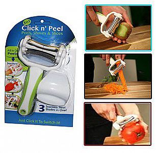 Click N Peel 3 in 1 Kitchen Peeler As Seen On TV Alat Potong Sayur Kentang Tomat Click And Peel A197