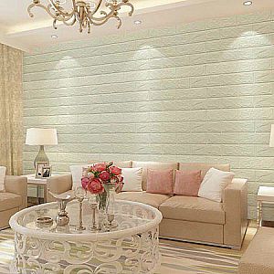 Wallpaper Foam Batu Bata 3D Motif Putih Warna Tembok Dekorasi Rumah - 279