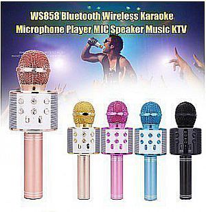 Mic WS858 Karaoke Mic Bluetooth Wireless Speaker Headset Mp3 Smule Wster Microphone – A213