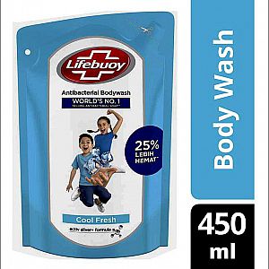 Lifebuoy Antibacterial Bodywash Cool Fresh 450 ml Biru Sabun Cair Tangan Badan Anti Bakteri Kuman Vi
